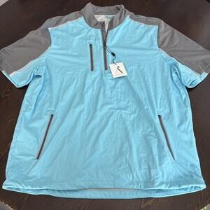 Above The Links Golf Pullover Men XL Aqua Gray Half Zip Performance Shirt